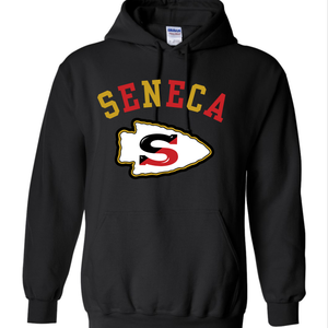 Seneca Logo Black Hoodie, Crewneck, Long Sleeve Please Choose in menu